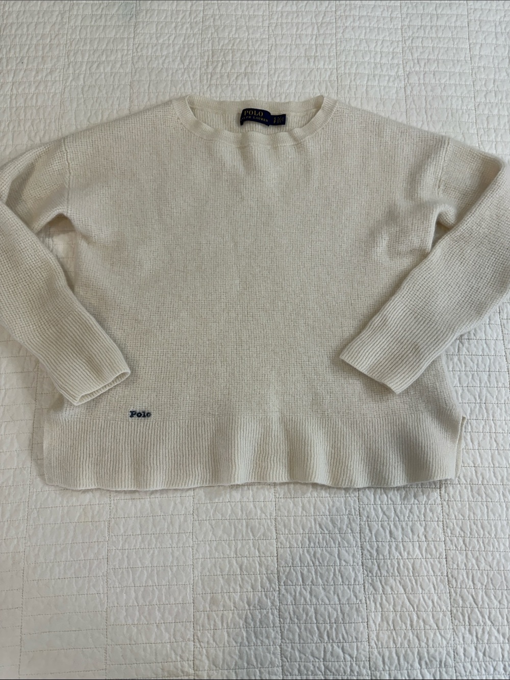 Polo by Ralph Lauren small petite Ivory Crewneck Cashmere Blend Cream Sweater